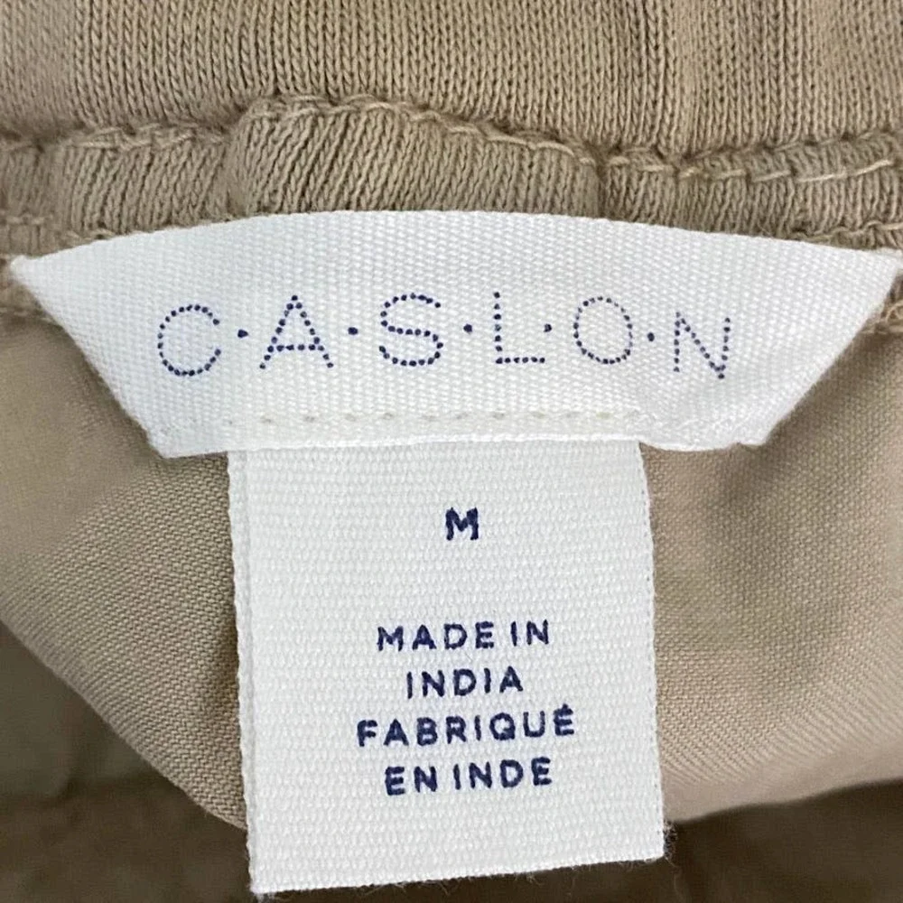 Caslon Shorts Medium Womens Khaki Cotton Drawstring Front Patch Pockets